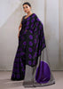 Purple Printed Satin Silk Saree