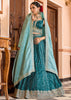 Coral Blue Tissue Silk Embroidered Lehenga
