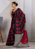 Red Printed Satin Silk Saree