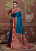 Coral Blue Woven Tussar Silk Saree