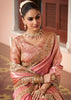 Pastel Peach Bead Work Kanjivaram Soft Silk Saree