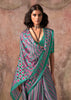 Alpine Green Printed Crepe Satin Silk Saree