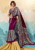 Wine Purple Printed Satin Silk Saree