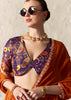 Terracotta Orange Designer Organza Tissue Silk Saree With Printed Blouse