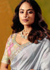Starlight Blue Designer Embroidered Saree
