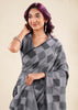 Slate Grey Woven Linen Silk Saree