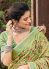 Lime Green Woven Linen Silk Saree
