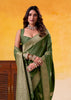 Mehndi Green Woven Tusser Silk Saree