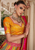 Yellow & Pink Banarasi Silk Embroidered Lehenga