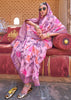 Blush Pink Floral Printed Silk Saree With Contrast Border
