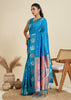 Deep Aqua Blue Woven Bronze Zari Paithani Silk Saree