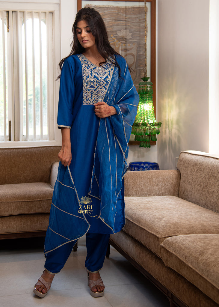 Sapphire Geo Bloom Embroidered Suit Set (10702034272449)