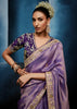 Lavender Purple Embroidered Designer Tissue Saree