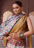 White Multicolour Banarasi Digital Printed Silk Saree