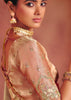 Silver Peach Designer Embroidered Saree