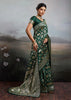 Bottle Green Woven Banarasi Silk Saree
