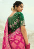 Hot Pink Woven Georgette Bandhej Designer Saree