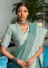 Mineral Blue Woven Linen Silk Saree