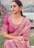 Blush Pink Woven Embroidered Tissue Silk Saree