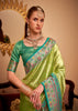 Lime Green Woven Banarasi Tissue Silk Saree