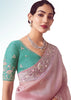 Delight Pink Embroidered Designer Tissue Saree