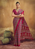 Beet Red Printed Satin Silk Saree