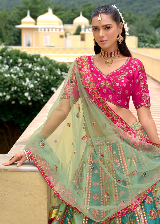 Emerald Blush Embroidered Lehenga