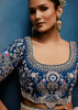 Haze Grey Embroidered Designer Tissue Saree
