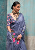 Cloud Blue Satin Crepe Printed Silk Saree