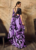 Lavender Purple Printed Satin Silk Saree