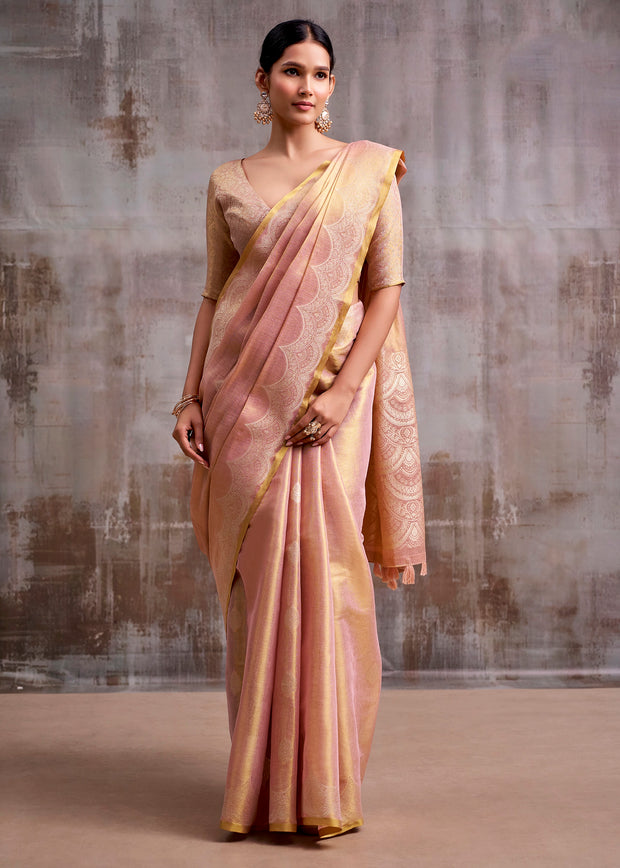 Delight Pink Woven Tissue Silk Saree