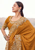 Dusky Orange Woven Embroidered Satin Silk Saree