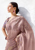 Mauve Designer Organza Silk Saree With Printed Blouse