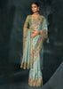 Angel Blue Embroidered Designer Tissue Saree