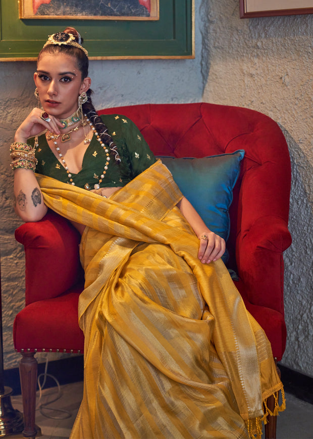 Festive Yellow Woven Banarasi Soft Silk Saree