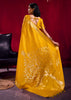 Daffodil Yellow Banarasi Satin Linen Silk Saree