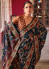 Deep Blue Floral Printed Soft Silk Saree