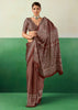 Coffee Brown Printed Satin Silk Saree