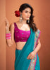 Teal Blue Woven Banarasi Patola Silk Saree