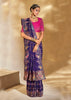 Traditional Purple Designer Embroidered Silk Saree