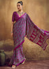 Magic Purple Printed Satin Silk Saree
