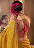 “Exclusive Offer” : Golden Yellow Woven Designer Embroidered Silk Saree With Contrast Blouse