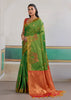 Summer Green Woven Silk Saree With Contrast Blouse