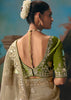 Olive Grey Embroidered Designer Saree
