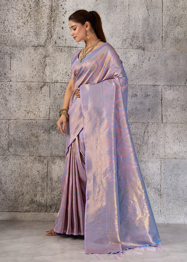 Lavender Woven Kanjivaram Silk Saree