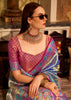 Indigo Blue Woven Tissue Silk Saree