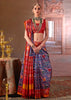Palace Blue Printed Patola Silk Saree
