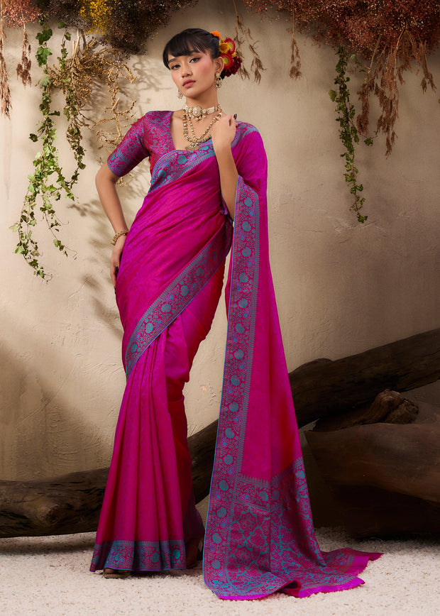 Wine Purple Woven Kanjivaram Silk Saree