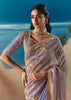 Lavender Purple Satin Organza Embroidered Saree