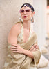 Antique White Woven Cotton Linen Silk Saree